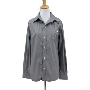 Inmur Button Up Shirt Womens XL Extra Large Gray Career Long Sleeve Collar Top